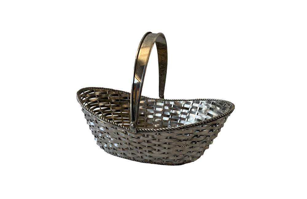 Silver Plate Woven Bread Basket - Decorative Antiques -Decorative Accessories - Bread Basket - Silverplate Basket - Antique Shops Tetbury - adpsantiques - AD & PS Antiques