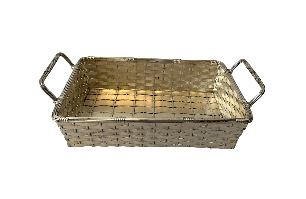 Silver Plate Woven Bread Basket - Decorative Antiques -Decorative Accessories - Bread Basket - Silverplate Basket - Antique Shops Tetbury - adpsantiques - AD & PS Antiques