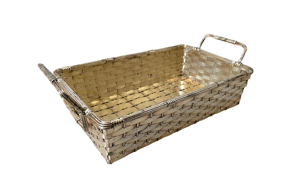 Silver Plate Woven Bread Basket - Decorative Antiques -Decorative Accessories - Bread Basket - Silverplate Basket - Antique Shops Tetbury - adpsantiques - AD & PS Antiques