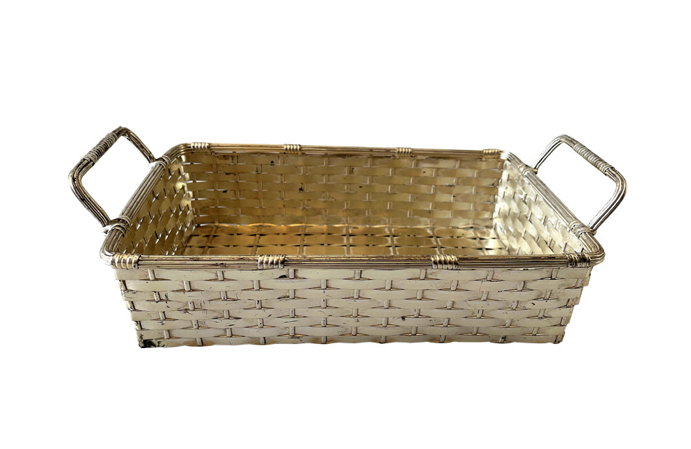 Silver Plate Woven Bread Basket - Decorative Antiques -Decorative Accessories - Bread Basket - Silverplate Basket - Antique Shops Tetbury - adpsantiques - AD & PS Antiques